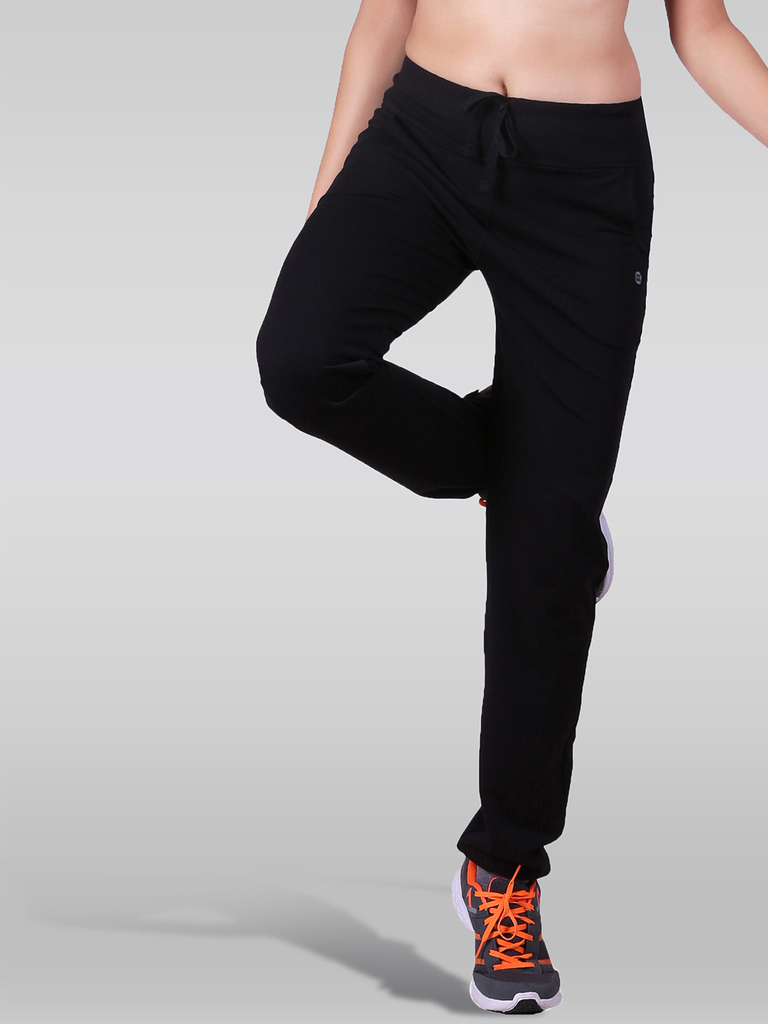 

LAASA SPORTS WomenCotton Mid-Rise Dry Fit Track Pants, Black