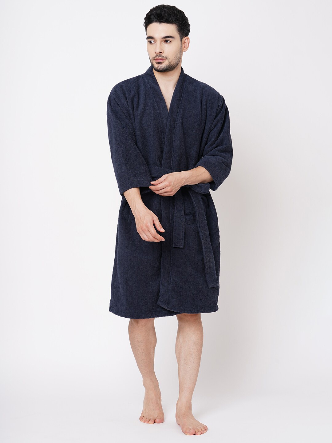 

Welspun Grey Pure Cotton Bath Robe