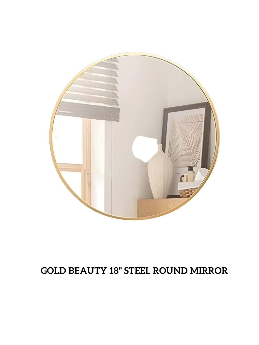 

CasaGold Beige Round Shaped Steel Wall Mirror