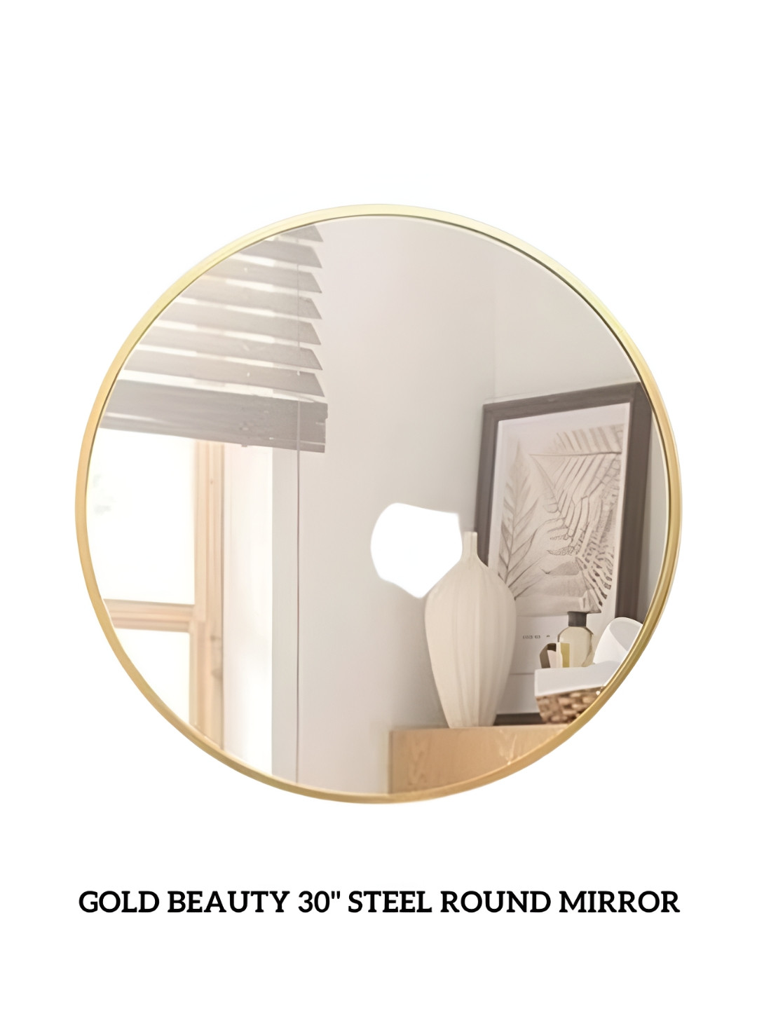 

CasaGold Gold-Tone Steel Frame Round Mirror