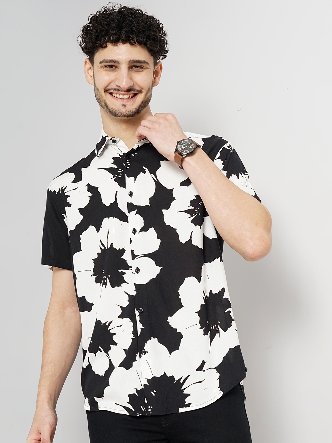 

Celio Classic Floral Printed Casual Shirt, Black