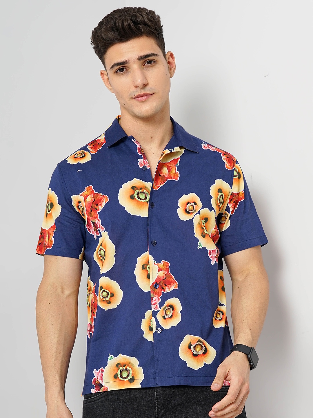 

Celio Classic Floral Printed Cotton Casual Shirt, Blue