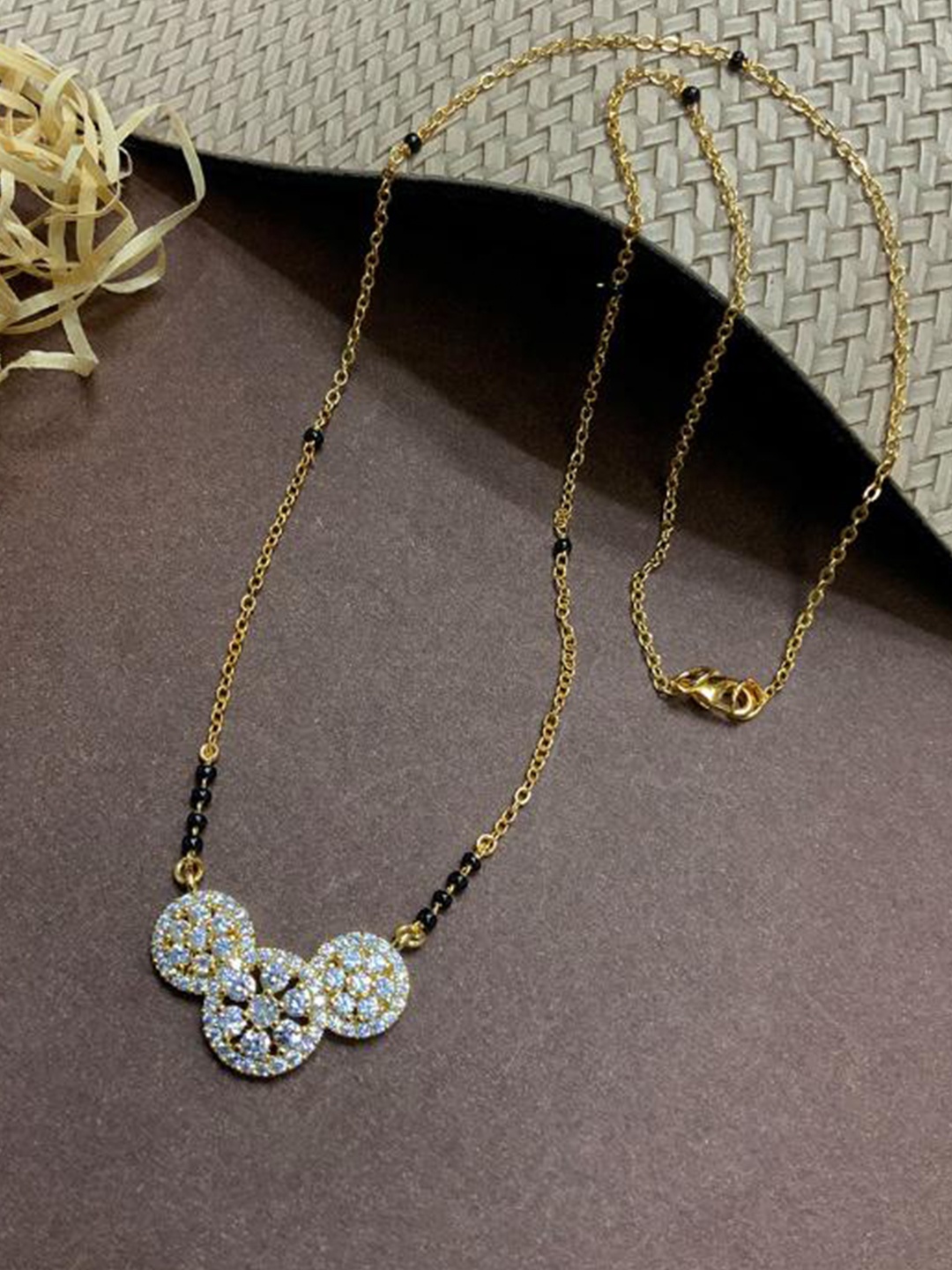 

ABDESIGNS Gold-Plated Stone-Studded & Beaded Mangalsutra