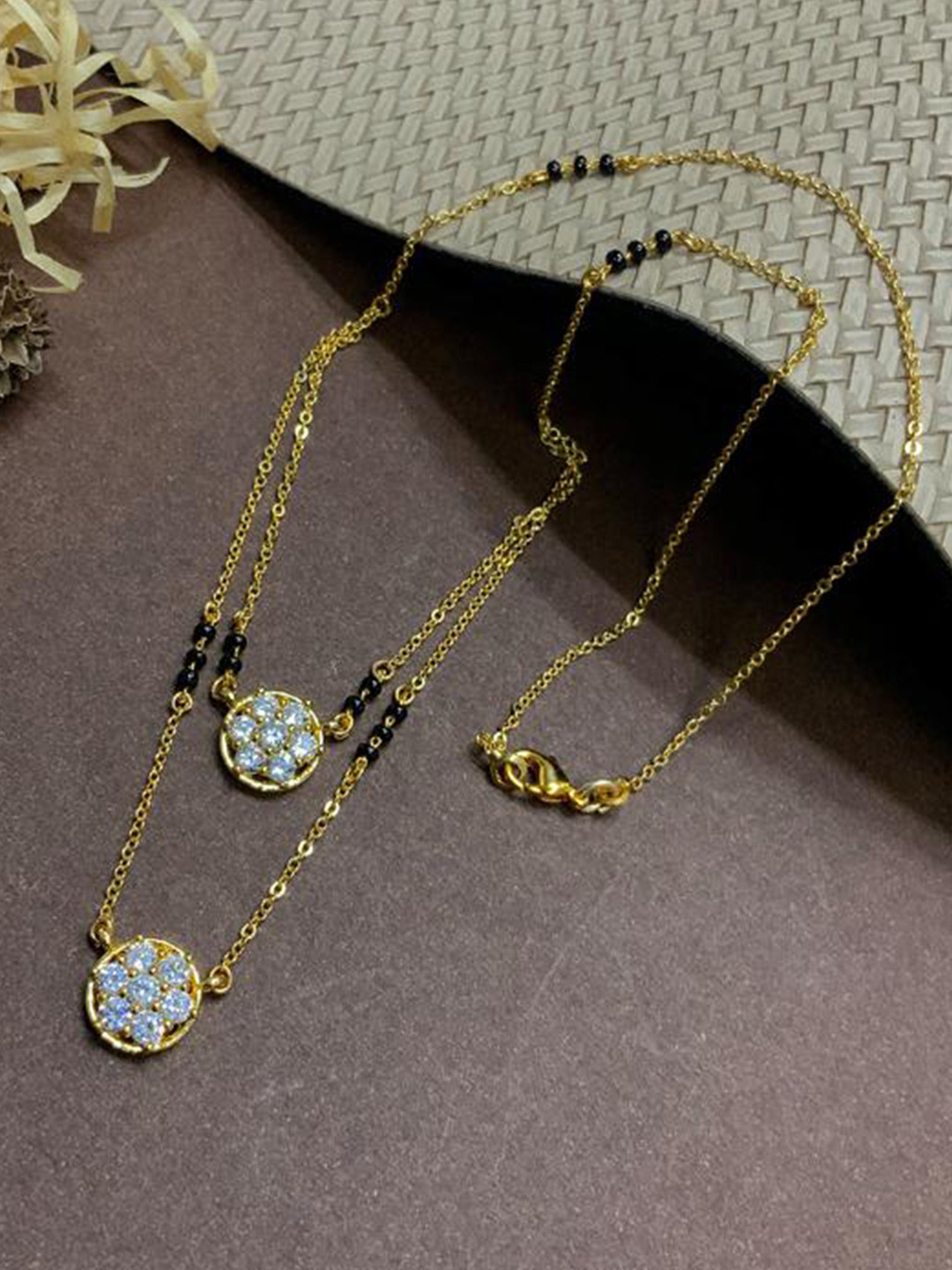 

ABDESIGNS Gold-Plated Stone-Studded & Beaded Layered Mangalsutra