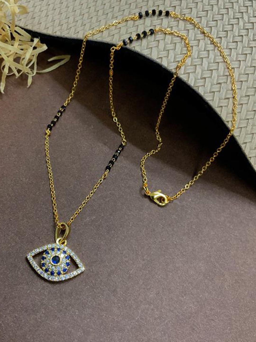

ABDESIGNS Gold-Plated Stone-Studded Evil Eye Mangalsutra