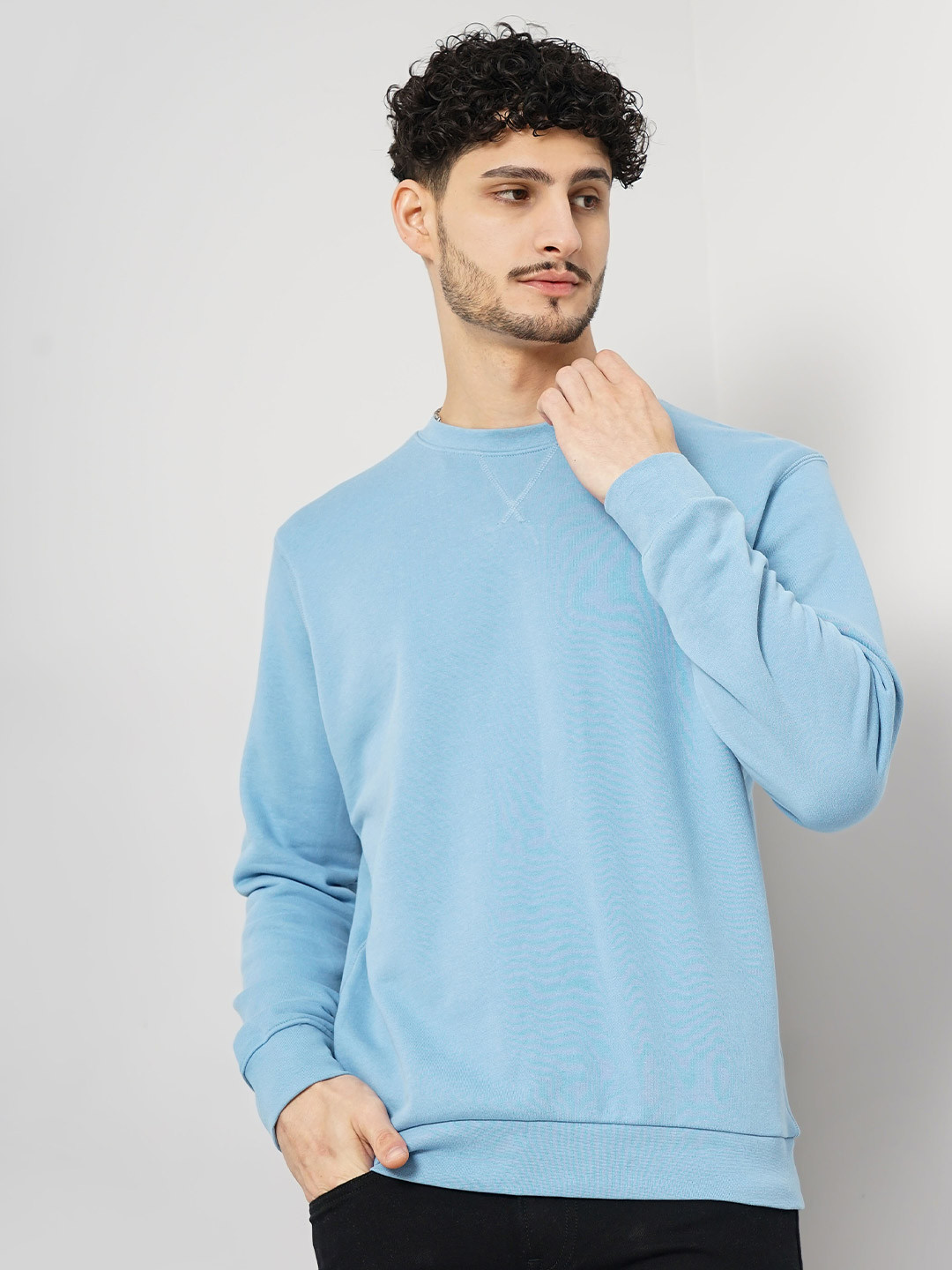 

Celio Round Neck Cotton Pullover, Blue