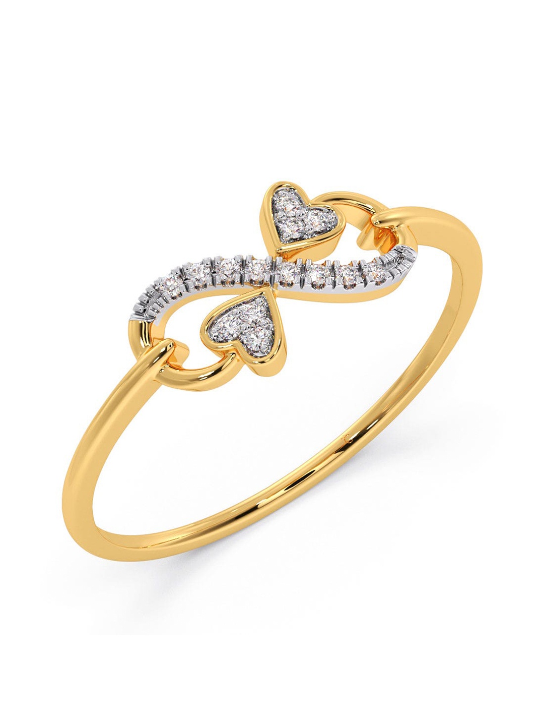 

CANDERE A KALYAN JEWELLERS COMPANY 14KT Gold Diamond Studded Finger Ring-0.58gm