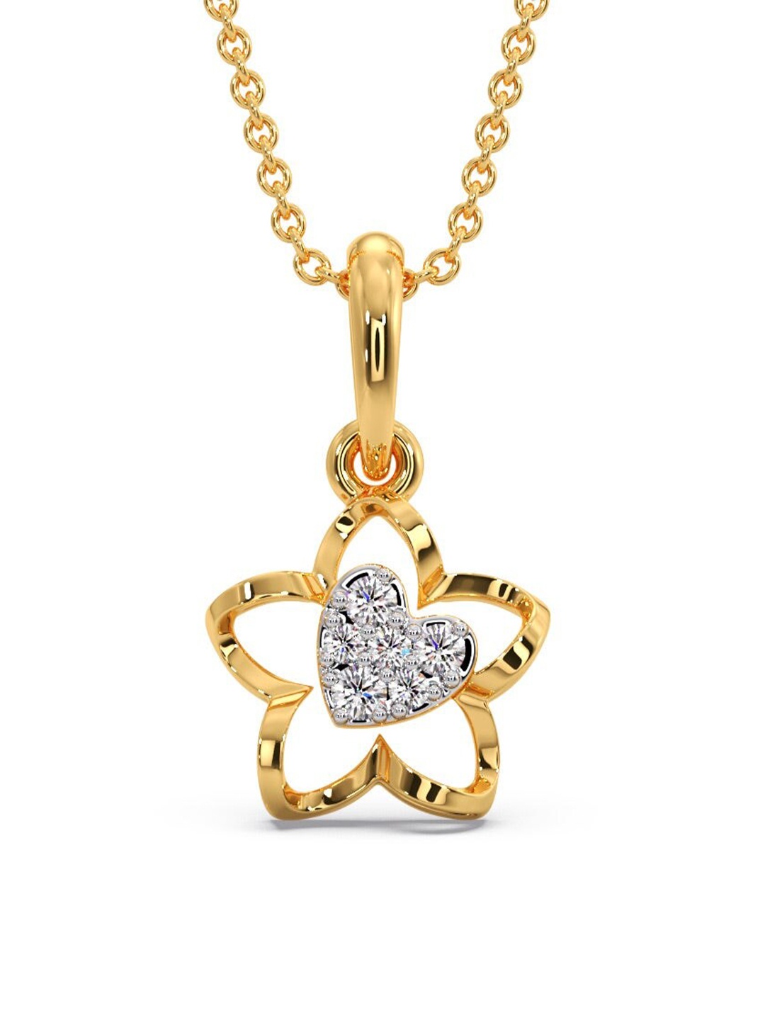 

CANDERE A KALYAN JEWELLERS COMPANY 14KT Gold Diamond Studded Pendant-0.68gm