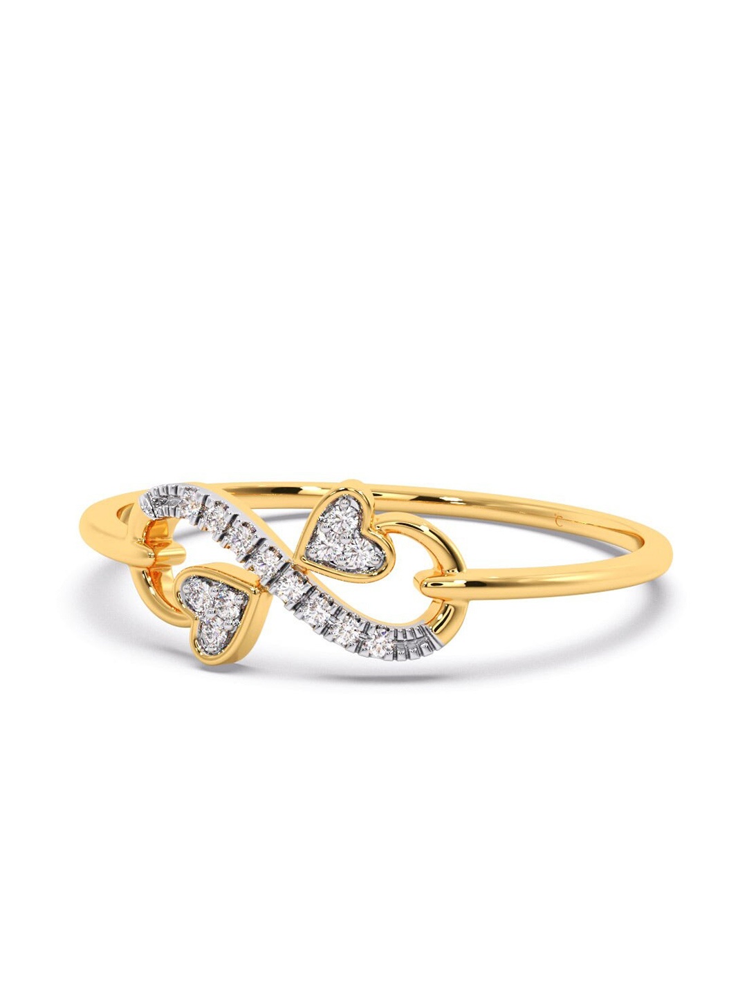 

CANDERE A KALYAN JEWELLERS COMPANY 14KT Gold Diamond Studded Ring-0.66gm