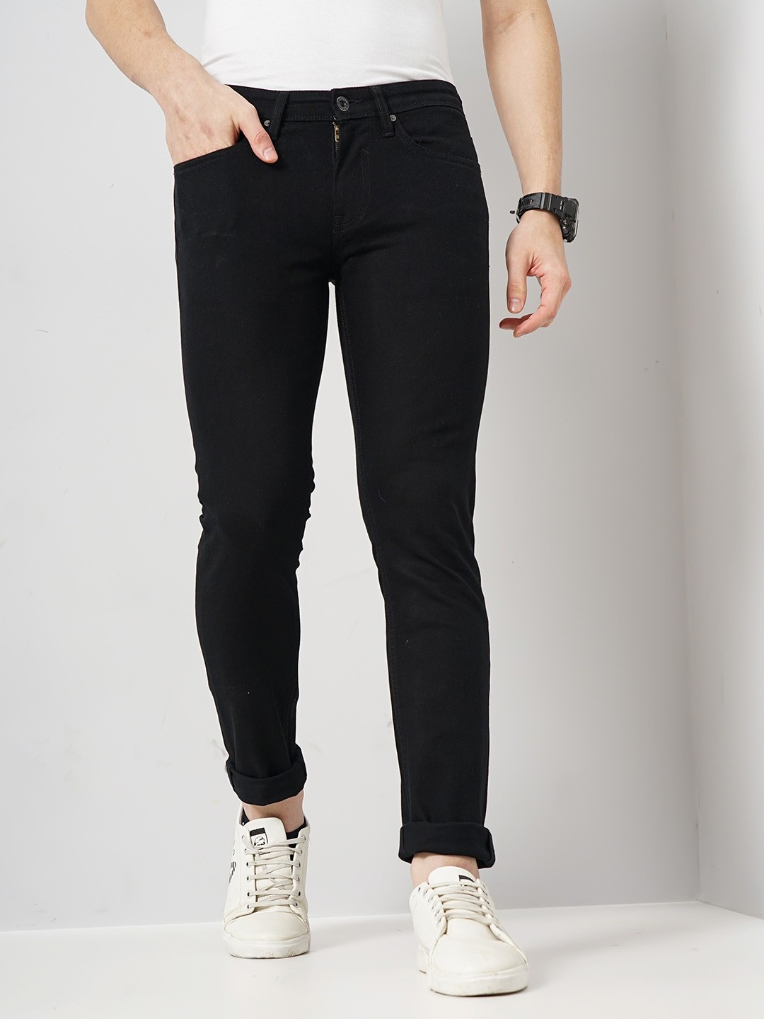 

Celio Men Jean Slim Fit Mid Rise Light Fade Clean Look Cotton Jeans, Black
