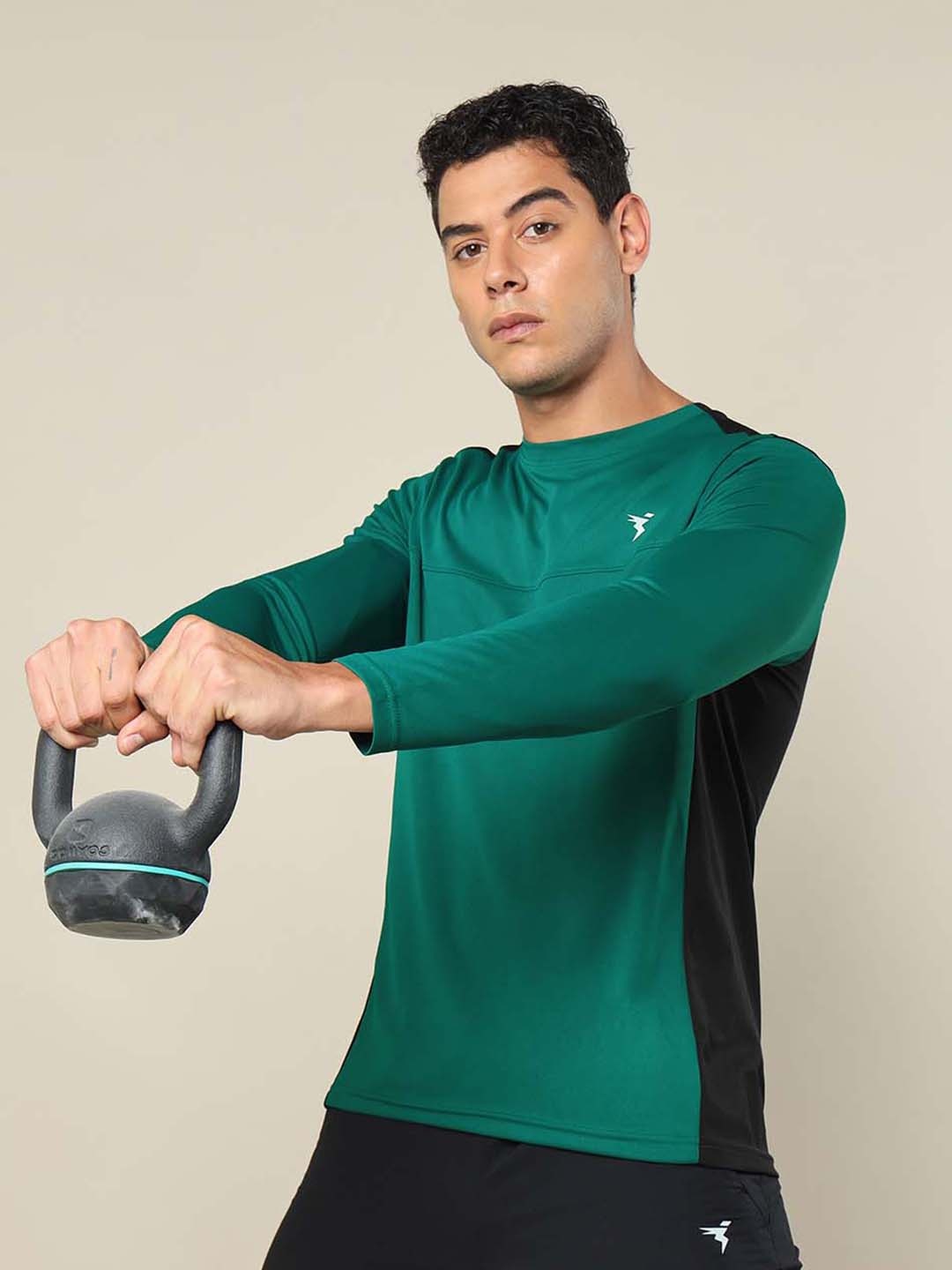 

Technosport Colourblocked Antimicrobial Sports Slim Fit T-shirt, Green