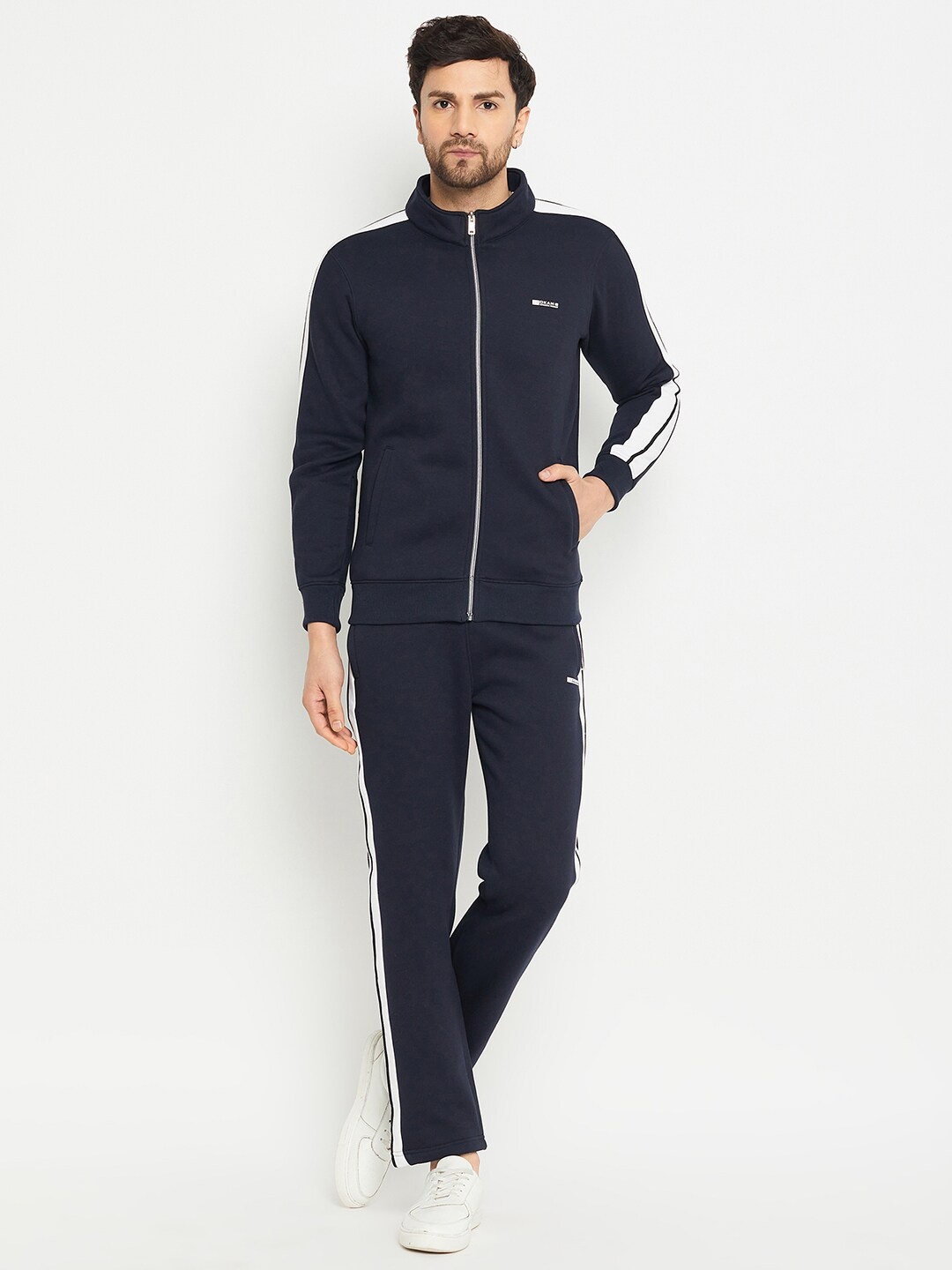 

Okane Mock Collar Sweatshirt With Track pant, Navy blue