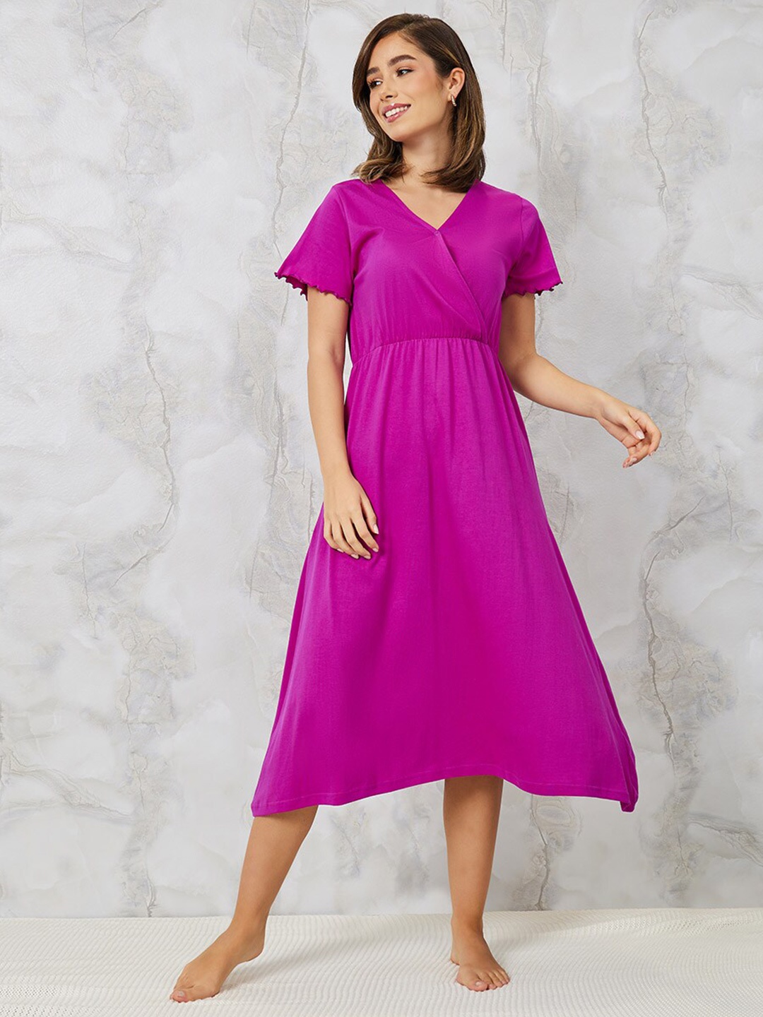 

Styli Pink V-Neck Wrap Nightdress