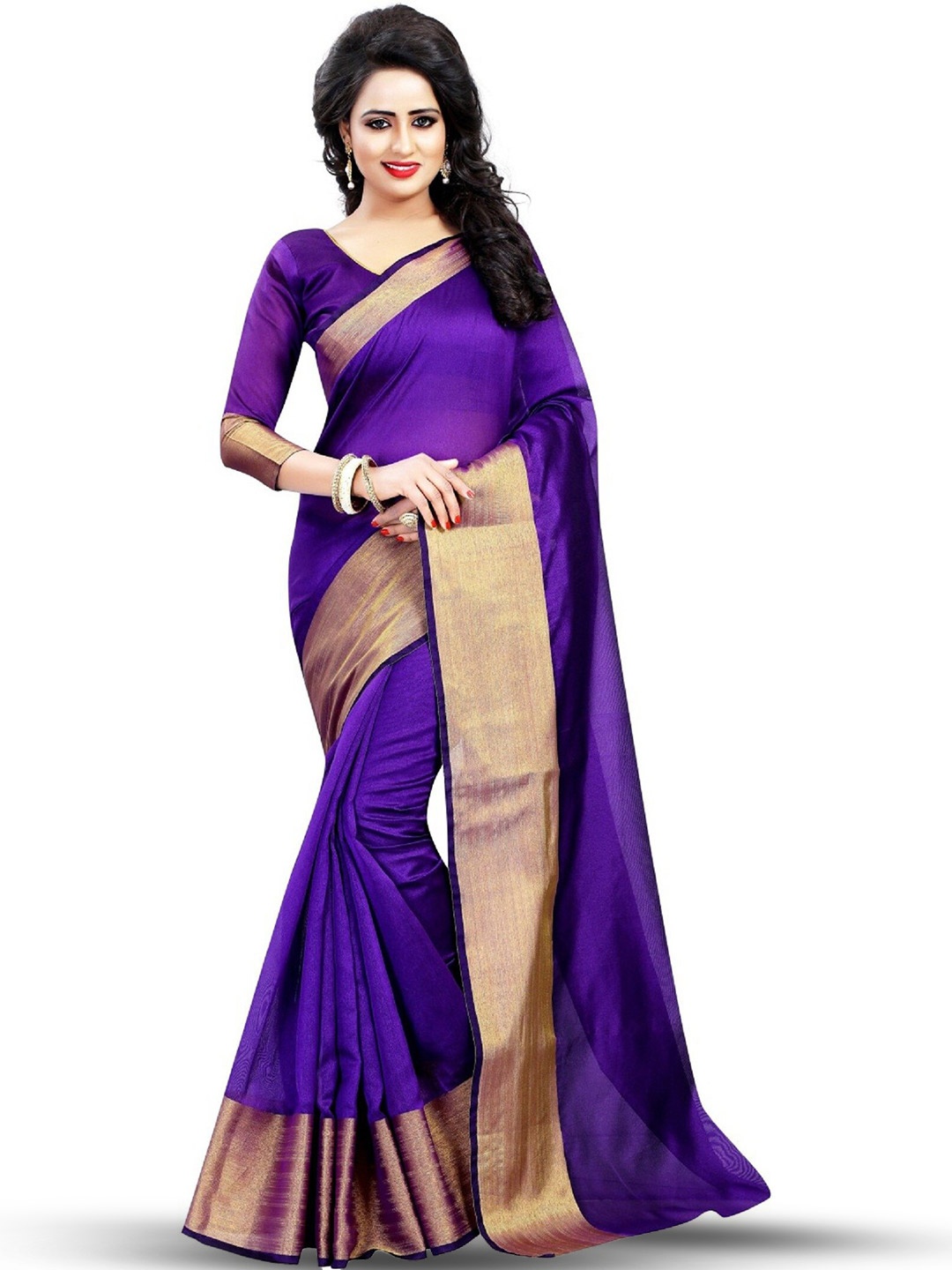 

RadadiyaTRD Banarasi Silk Saree, Purple