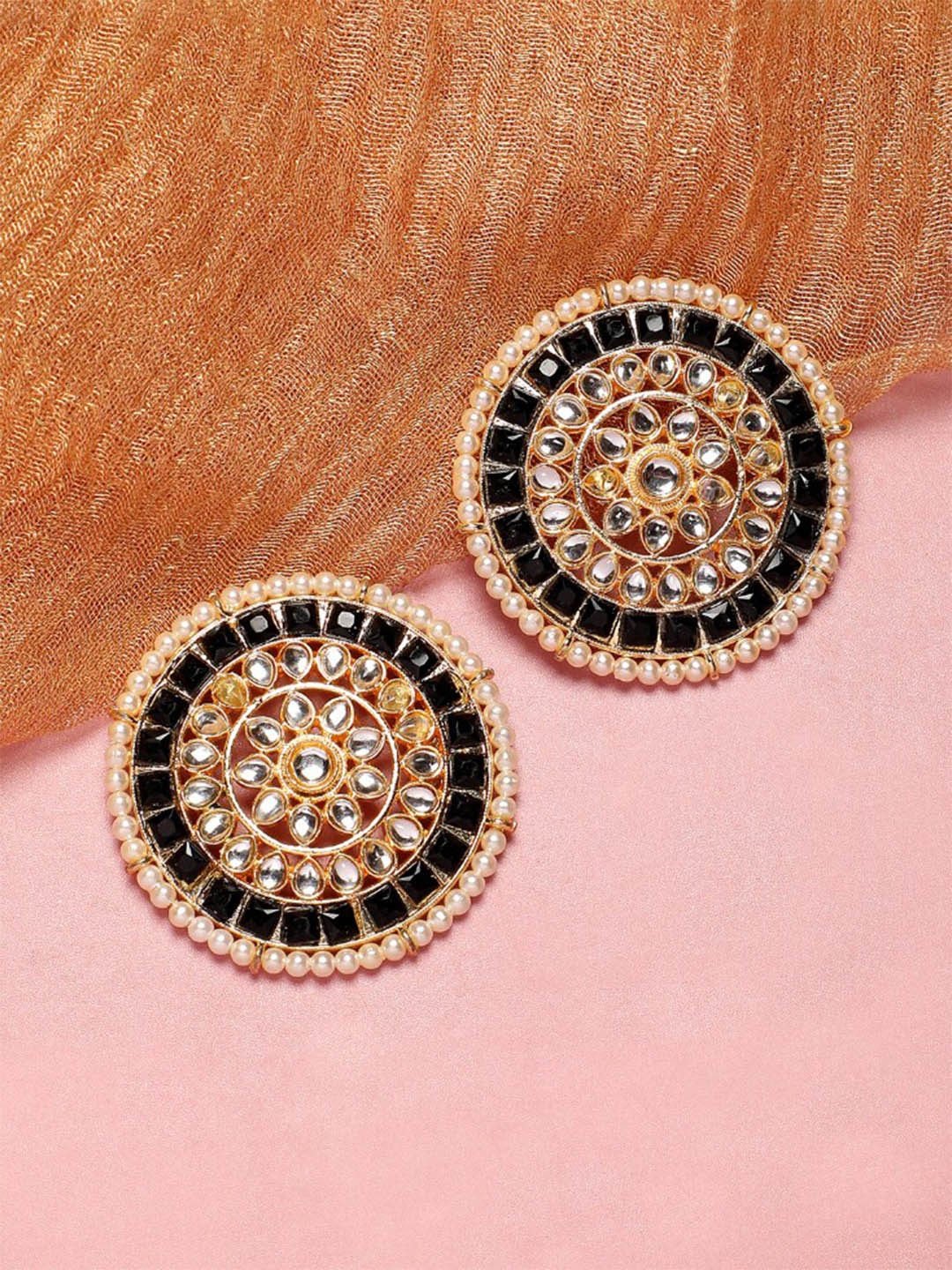 

Anouk Gold-Plated Artificial Stones Studded Studs Earrings, Black