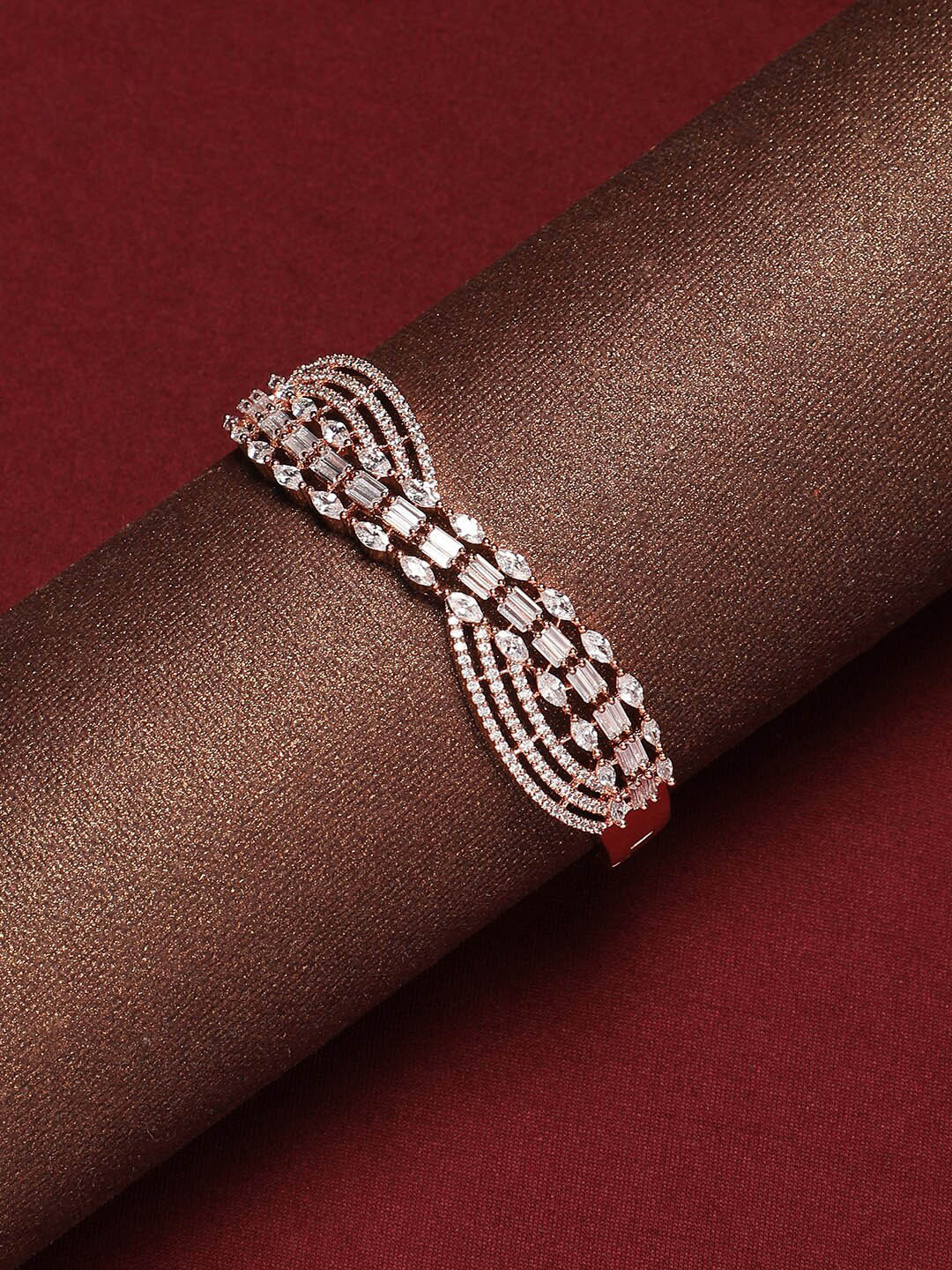 

Anouk Women Rose Brass American Diamond Rose Gold-Plated American Diamond Bracelet