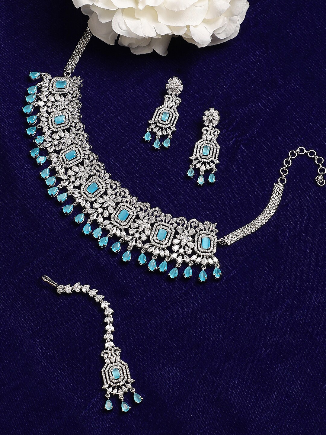 

Anouk Silver Plated Stone Studded Jewellery Set