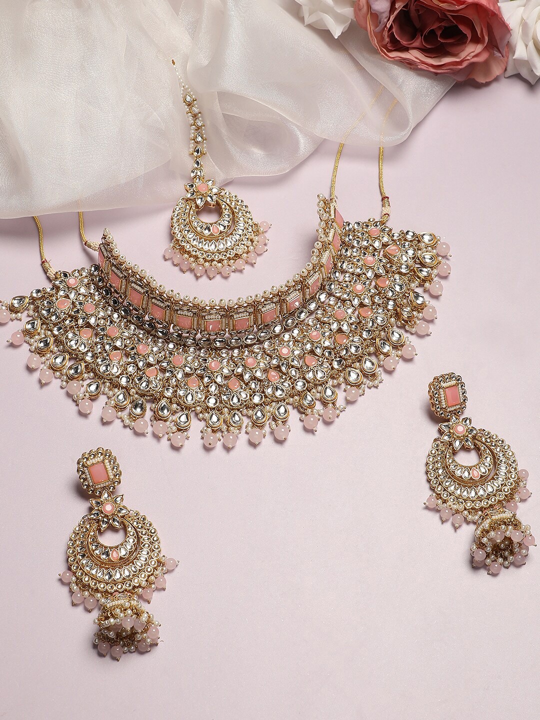 

Anouk Gold Plated Stone Studded & Beaded Jewellery Set