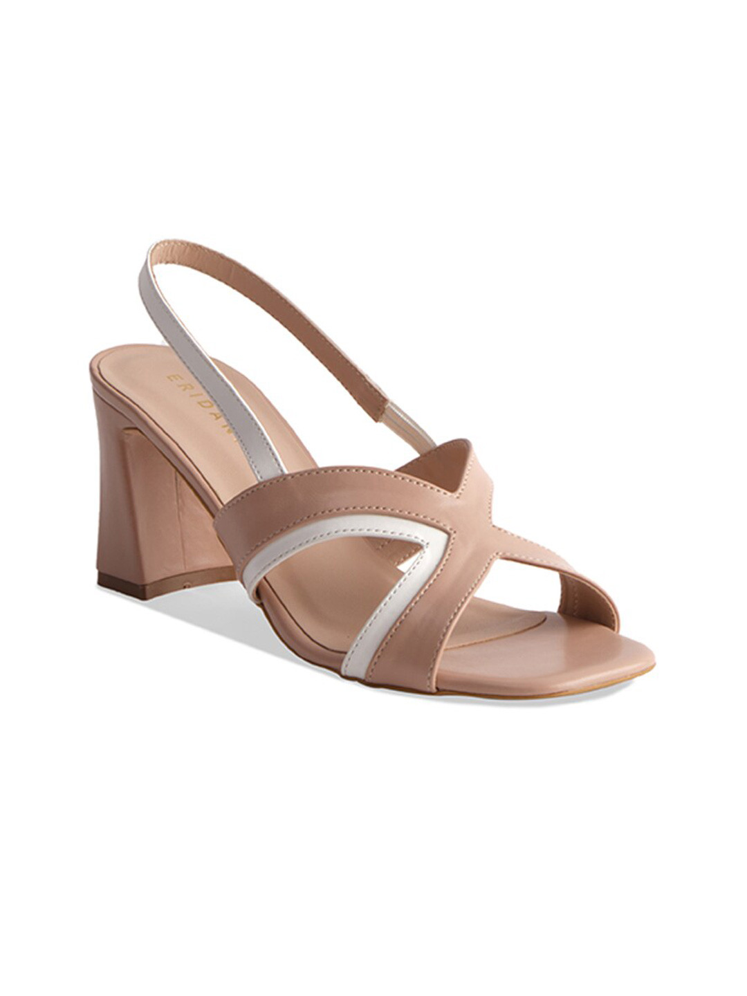 

ERIDANI Open Toe Block Heels, Peach