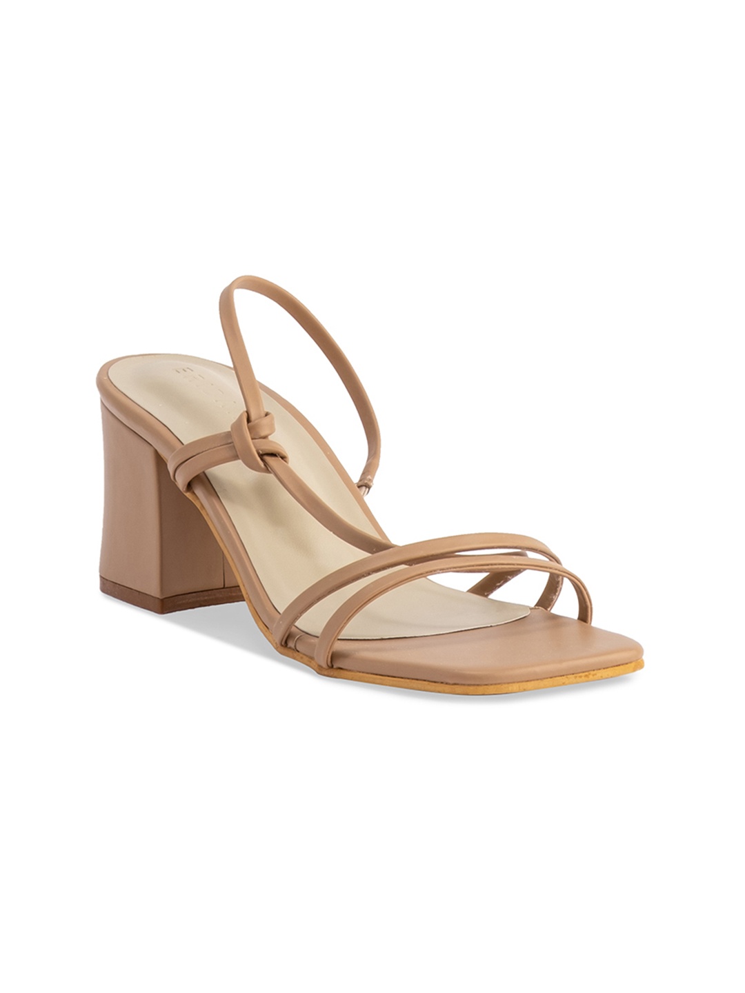 

ERIDANI Open Toe Backstrap Block Heels, Beige