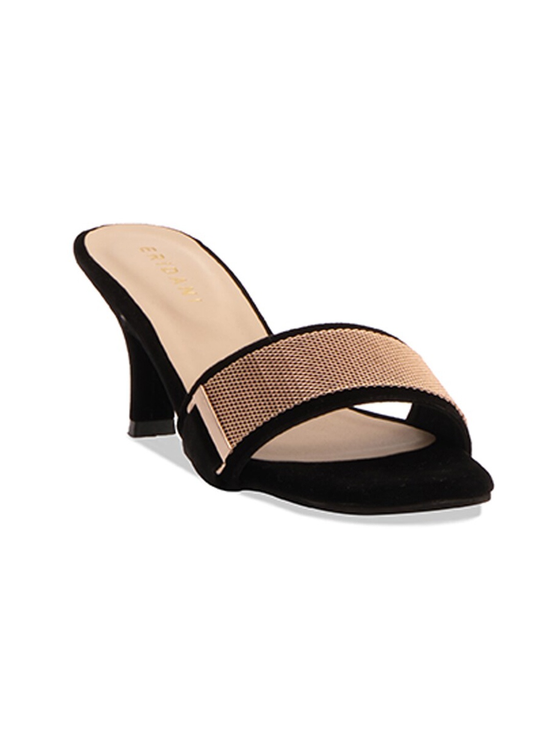 

ERIDANI Textured Open Toe Slim Heels, Black