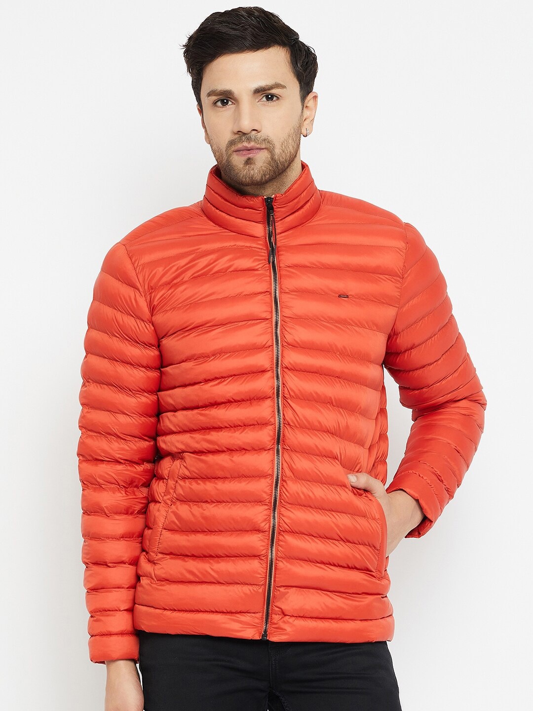 

Okane Mock Collar Lightweight Puffer Jacket, Orange