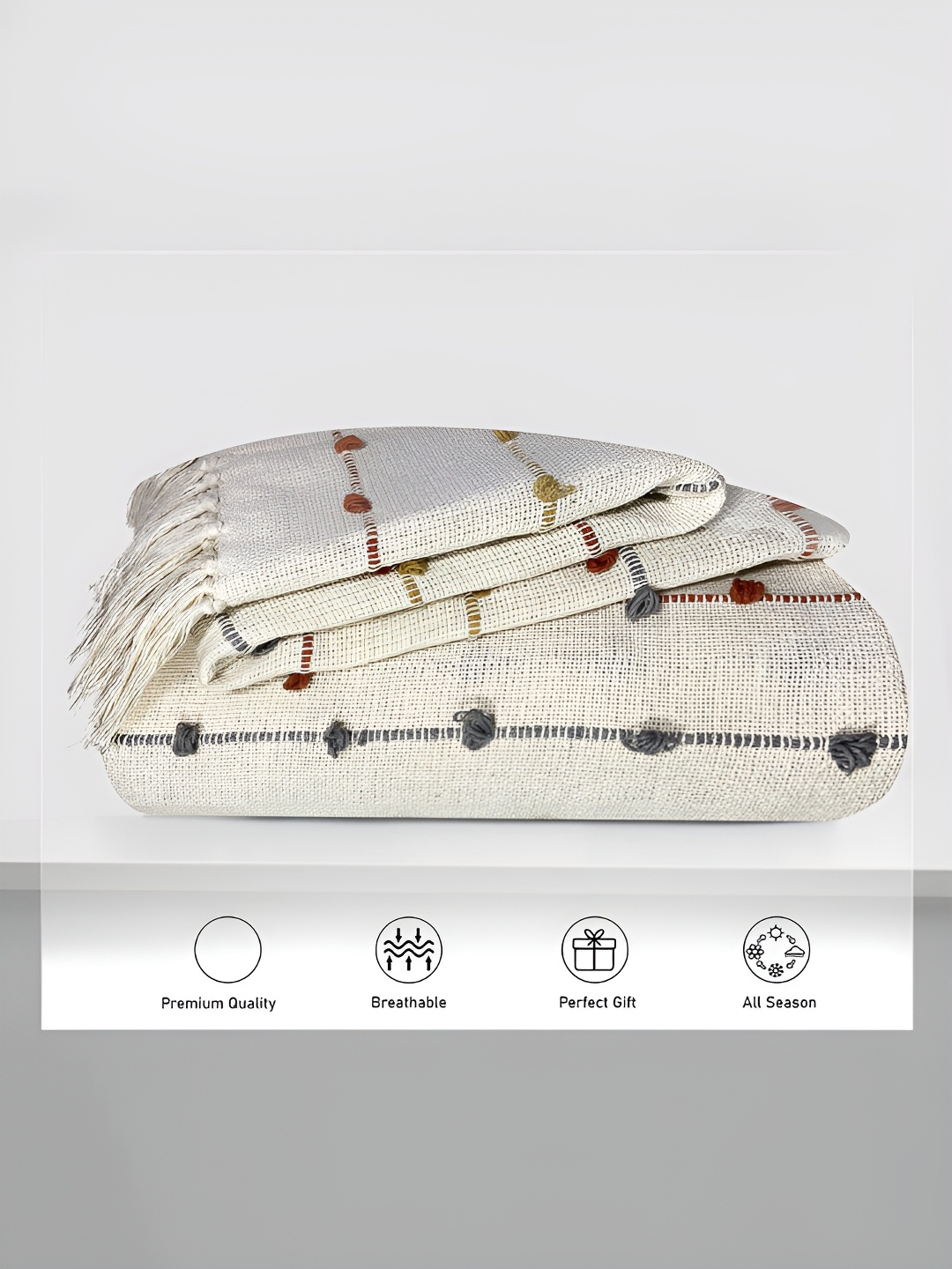 

SAJAVAT Beige Self-Design Pure Cotton Throws