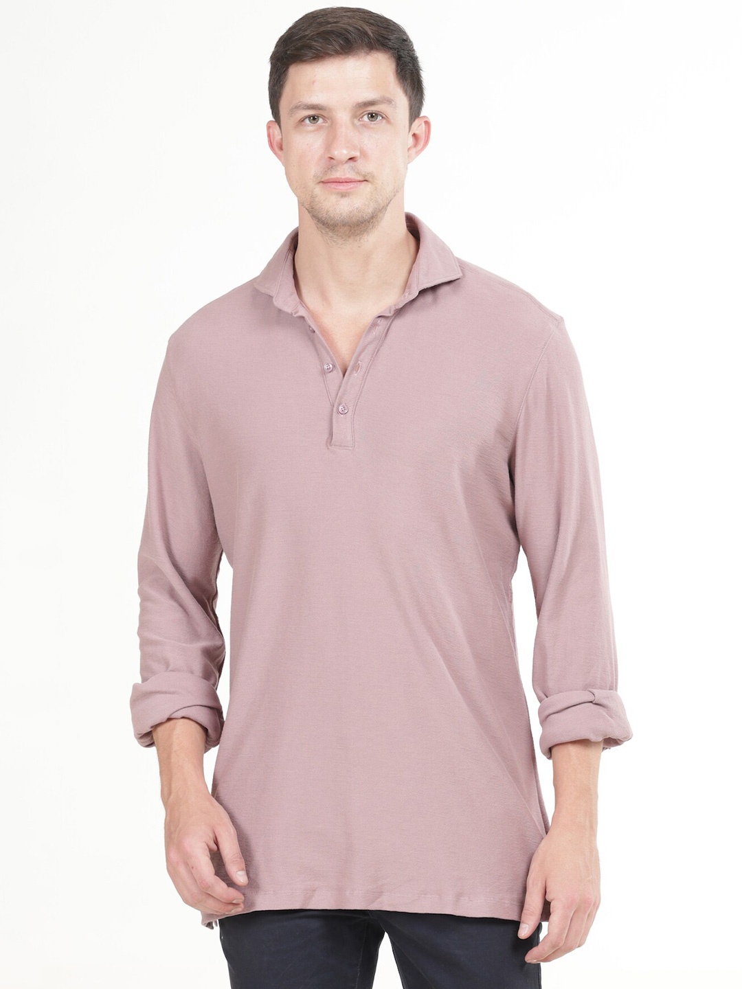 

POE Smart Slim Fit Half Placket Pure Cotton Shirt, Pink