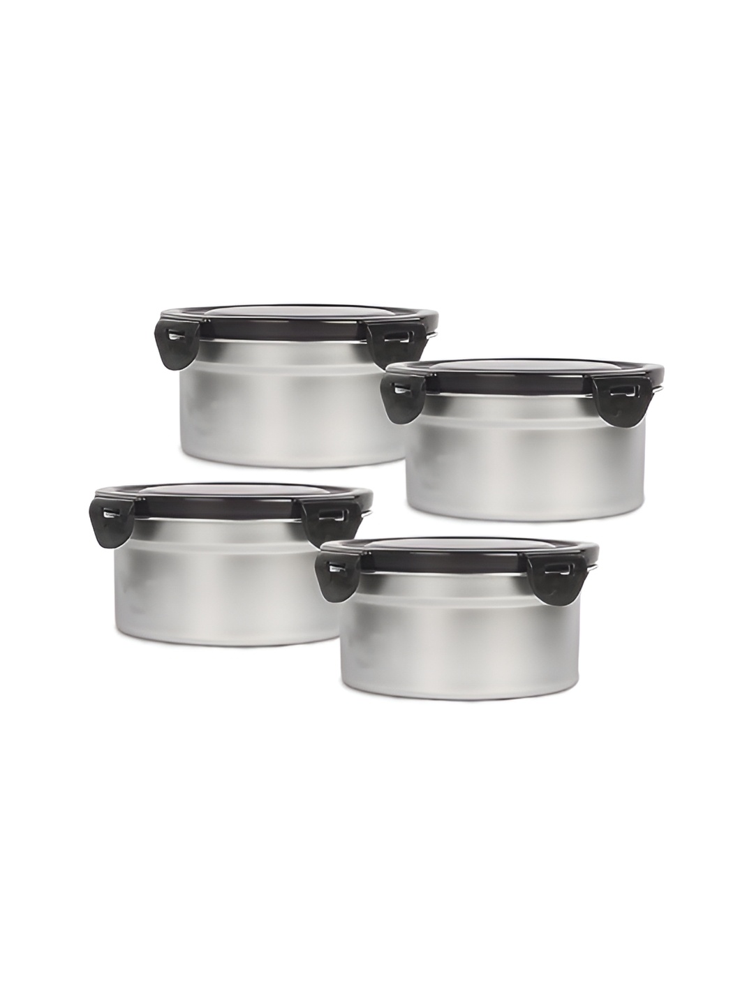 

Femora Silver-Toned & 4 Pieces Stainless Steel Dishwasher Safe Lunch Box 550 ml