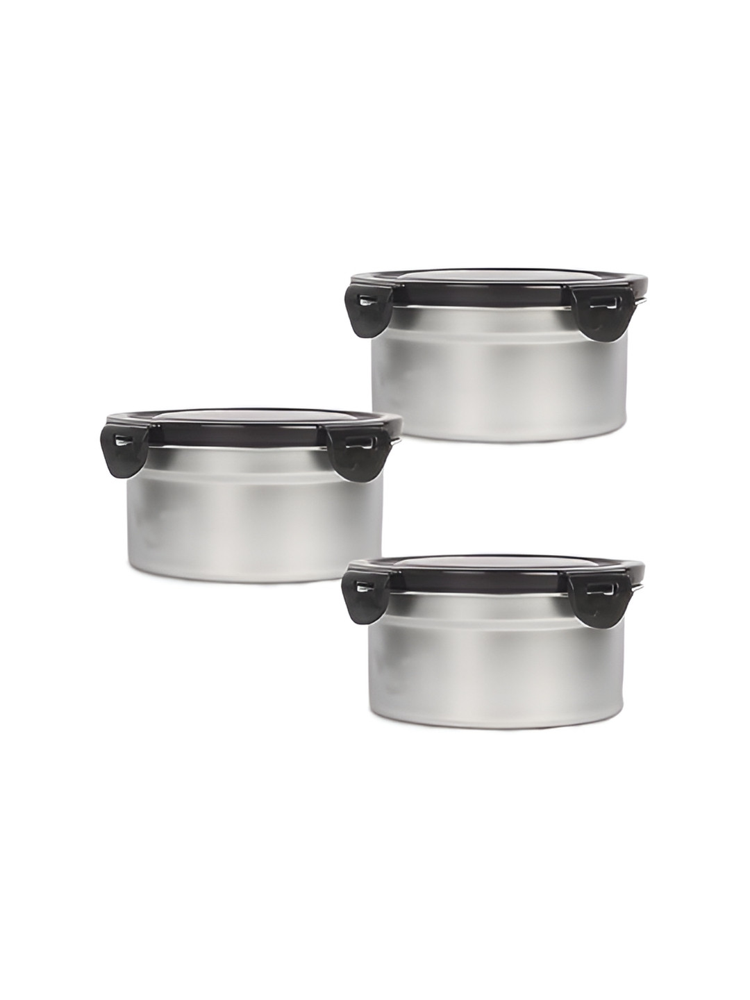 

Femora Silver-Toned 3 Pieces Stainless Steel Dishwasher Safe Lunch Box 550 ml