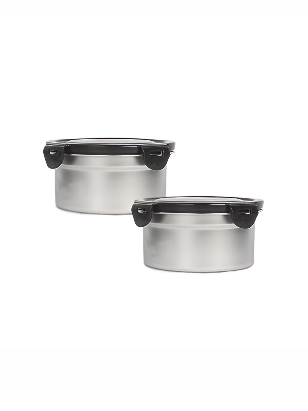 

Femora Silver-Toned & Black 2 Pieces Stainless Steel Dishwasher Safe Lunch Box 350 ml