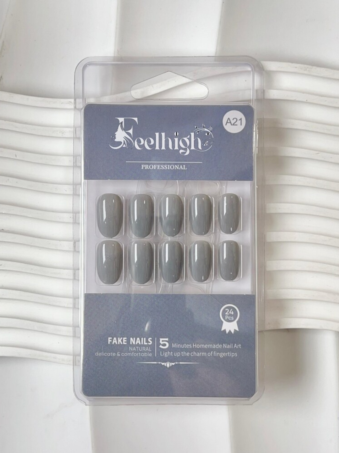 

FEELHIGH 24Pcs Long Lasting Quick Fix Artificial Nail Set, Multi