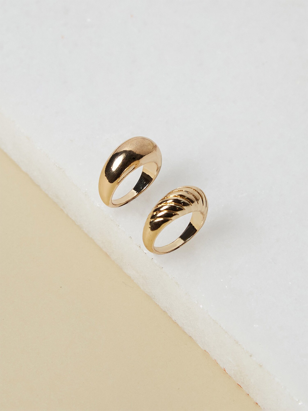 

Accessorize Set Of 2 Chunky Croissant Finger Rings, Gold
