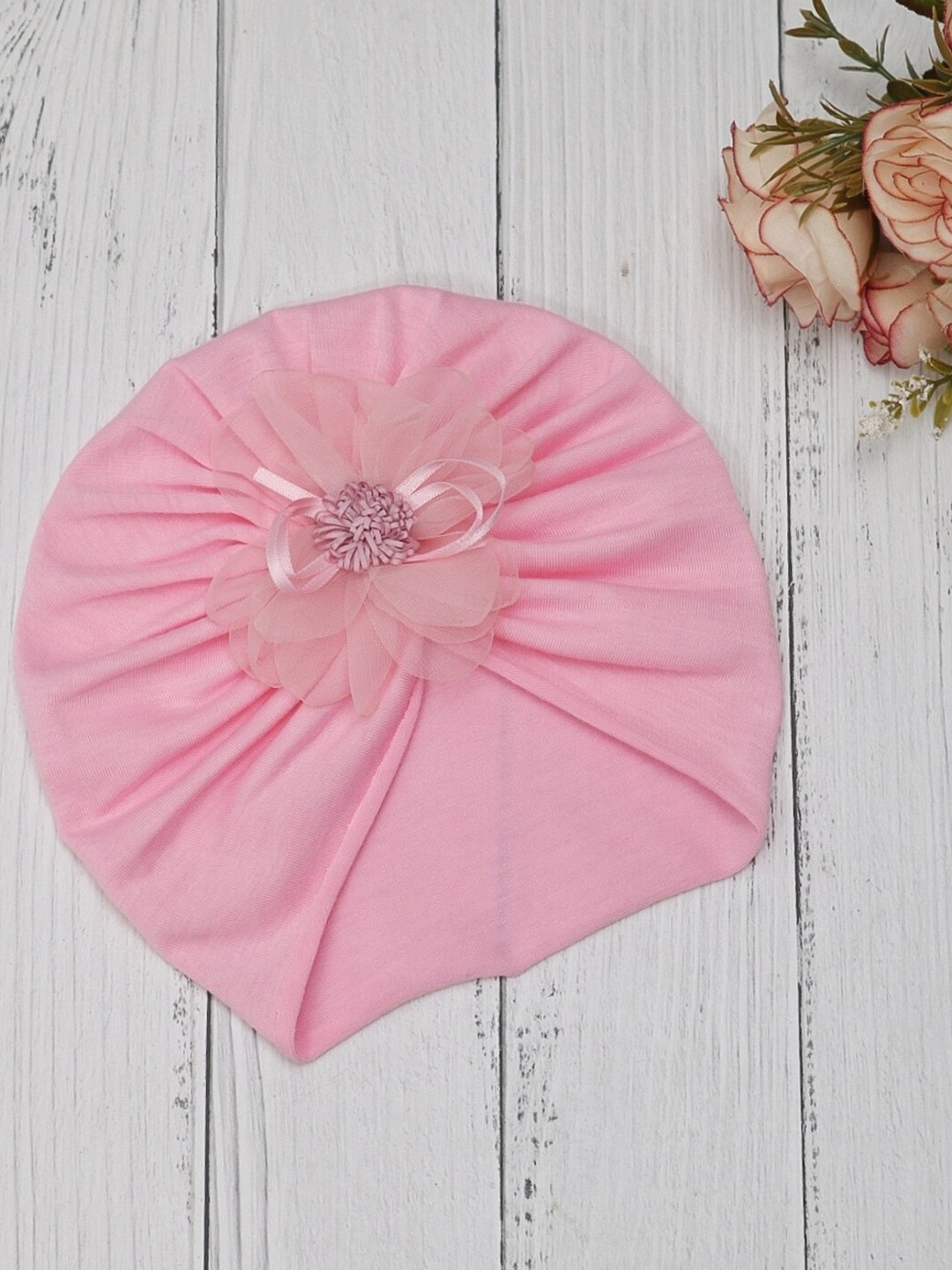 

Yellow Bee Girls Floral Fabric Turban, Pink