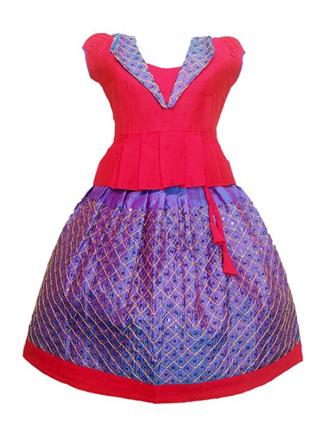 

BAESD Girls Embroidered Sequinned Ready to Wear Lehenga Choli, Purple