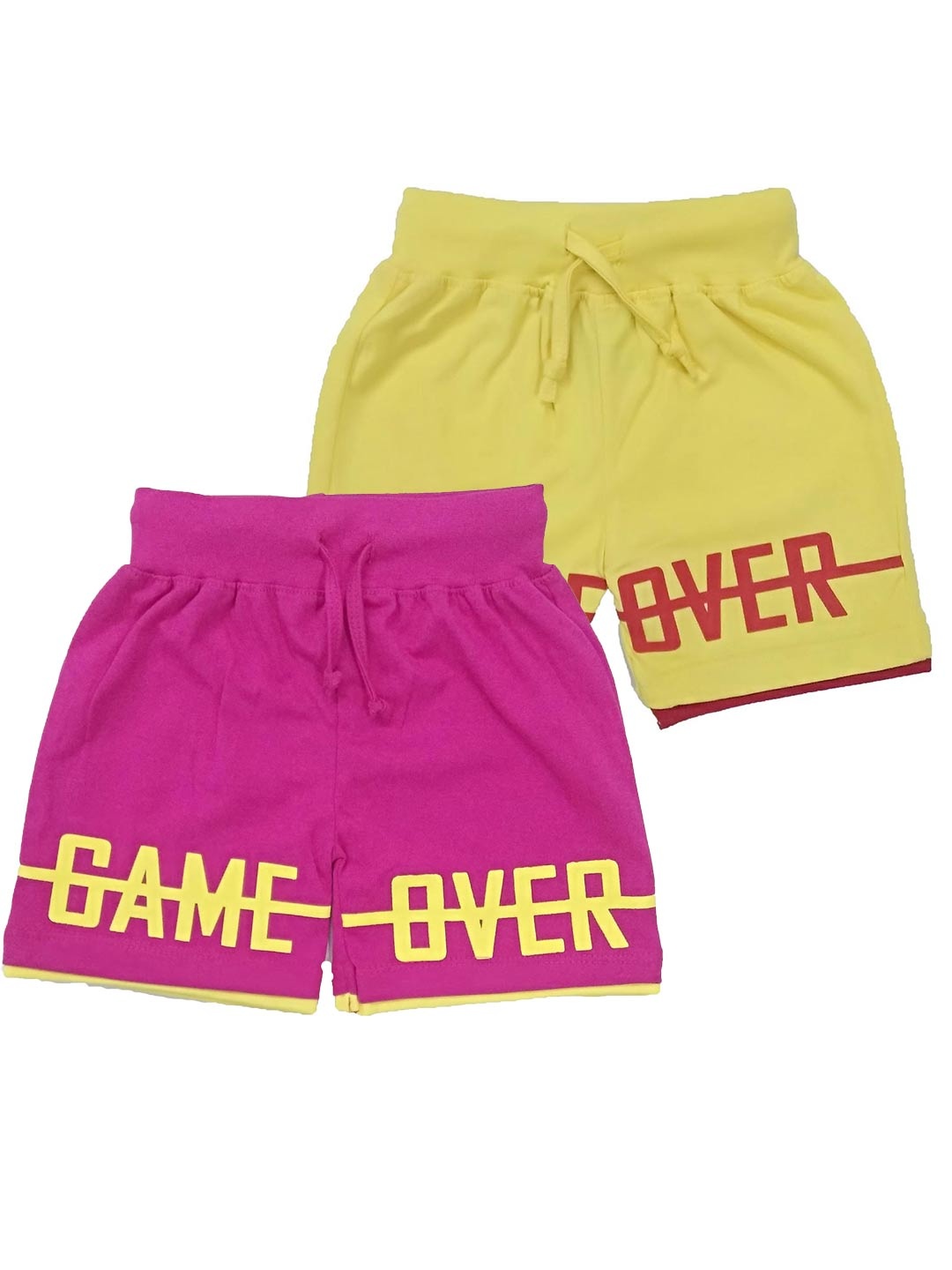 BAESD Kids Typography Printed Pure Cotton Shorts, Yellow