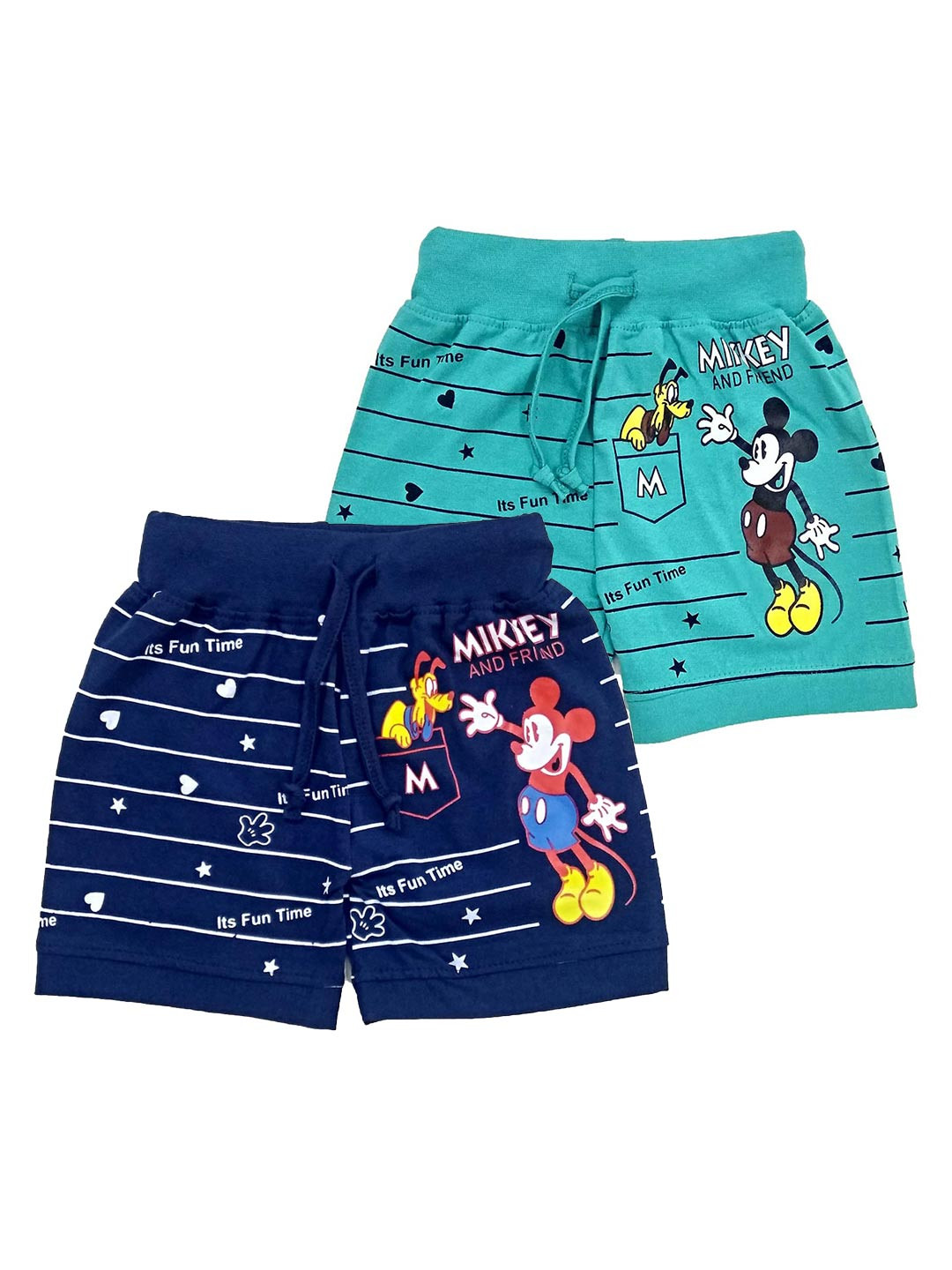 

BAESD Kids Pack Of 2 Graphic Printed Pure Cotton Shorts, Blue