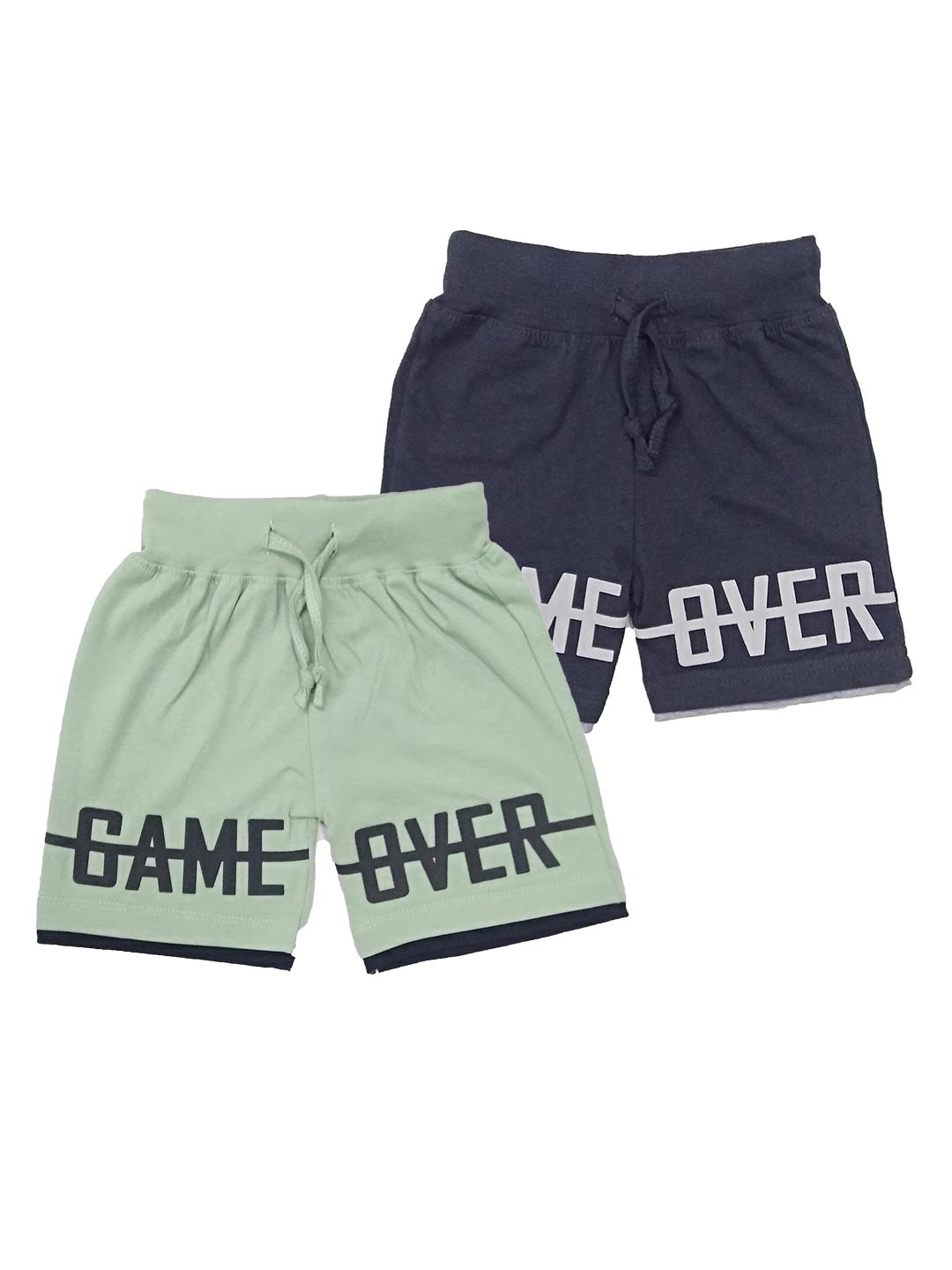 

BAESD Kids Pack Of 2 Typography Printed Pure Cotton Shorts, Navy blue
