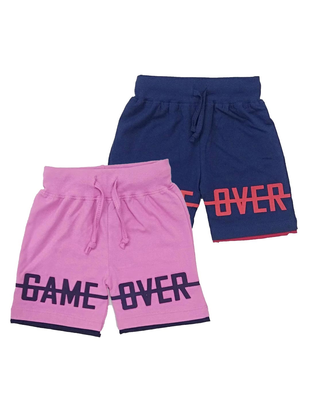 

BAESD Kids Pack Of 2 Typography Printed Pure Cotton Shorts, Navy blue