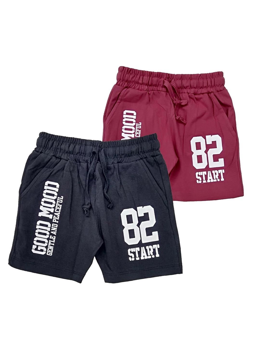 

BAESD Kids Pack Of 2 Mid-Rise Printed Pure Cotton Regular Shorts, Navy blue