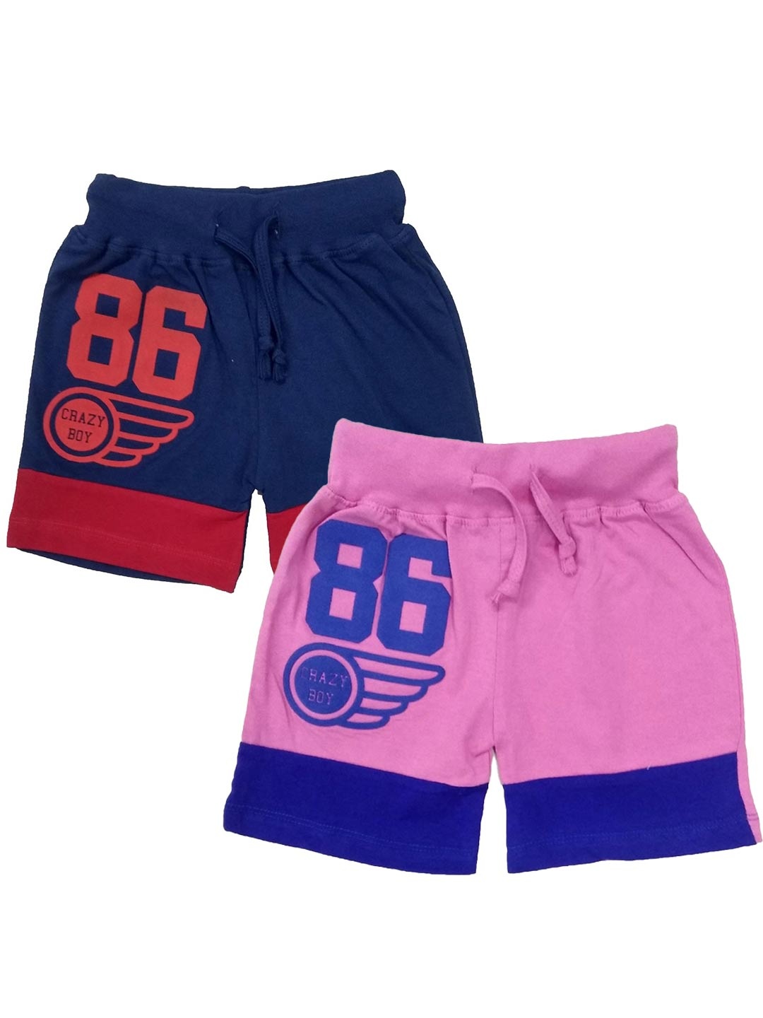 

BAESD Kids Pack Of 2 Mid-Rise Printed Pure Cotton Regular Shorts, Navy blue