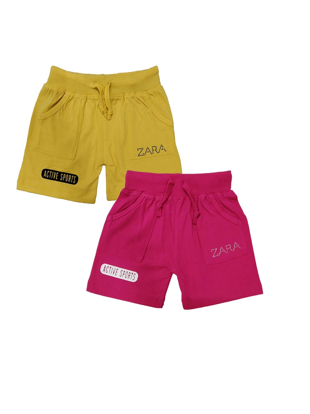 

BAESD Kids Pack Of 2 Typography Printed Pure Cotton Shorts, Yellow