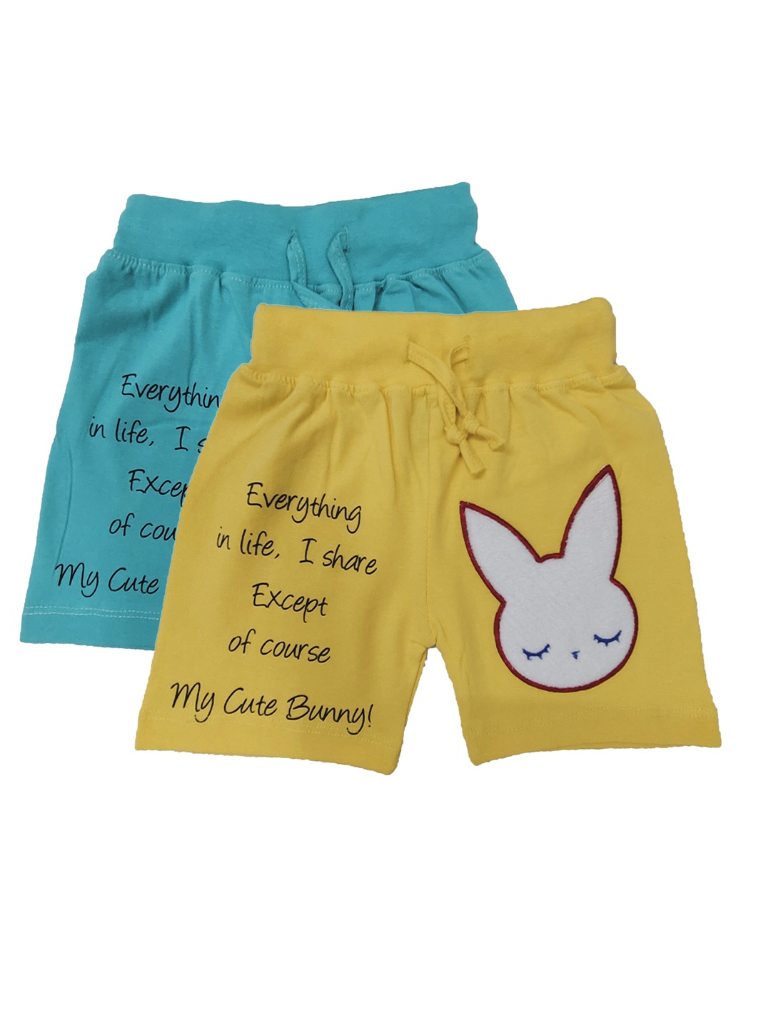 

BAESD Kids Pack Of 2 Typography Printed Pure Cotton Shorts, Yellow