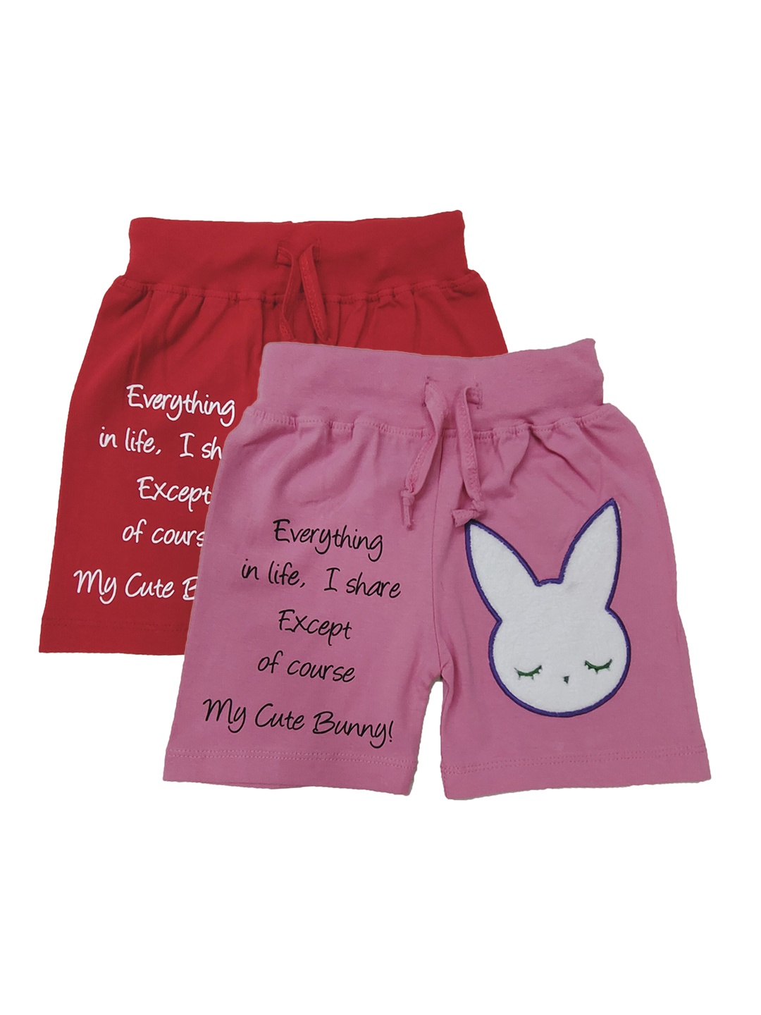 

BAESD Kids Pack Of 2 Typography Printed Pure Cotton Shorts, Red