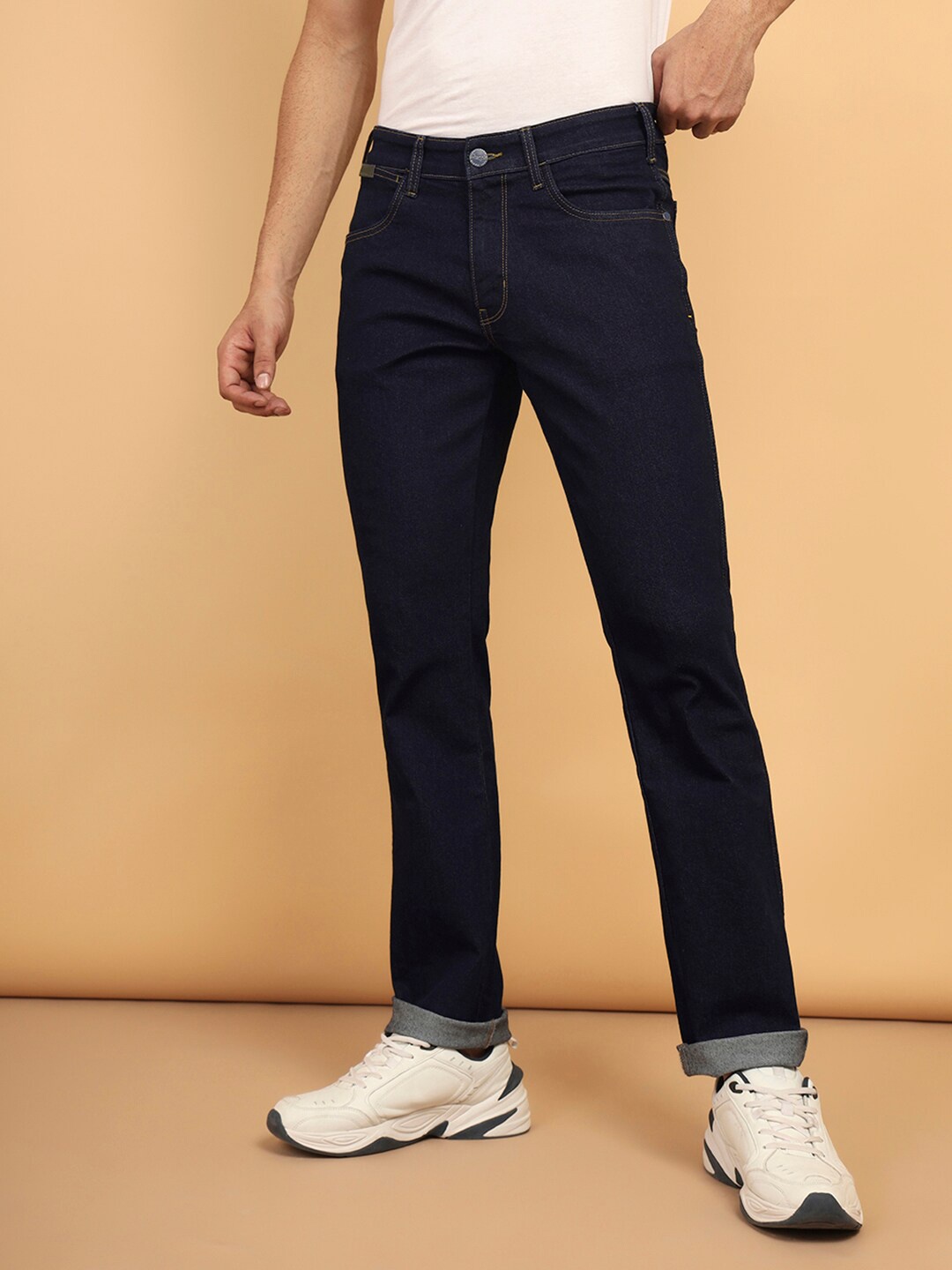 

Wrangler Men Millard Mid Rise Clean Look Stretchable Jeans, Blue