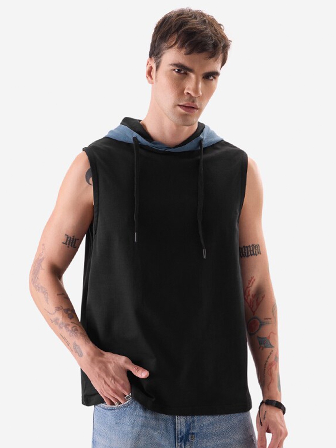 

The Souled Store Pure Cotton Hooded T-shirt, Black