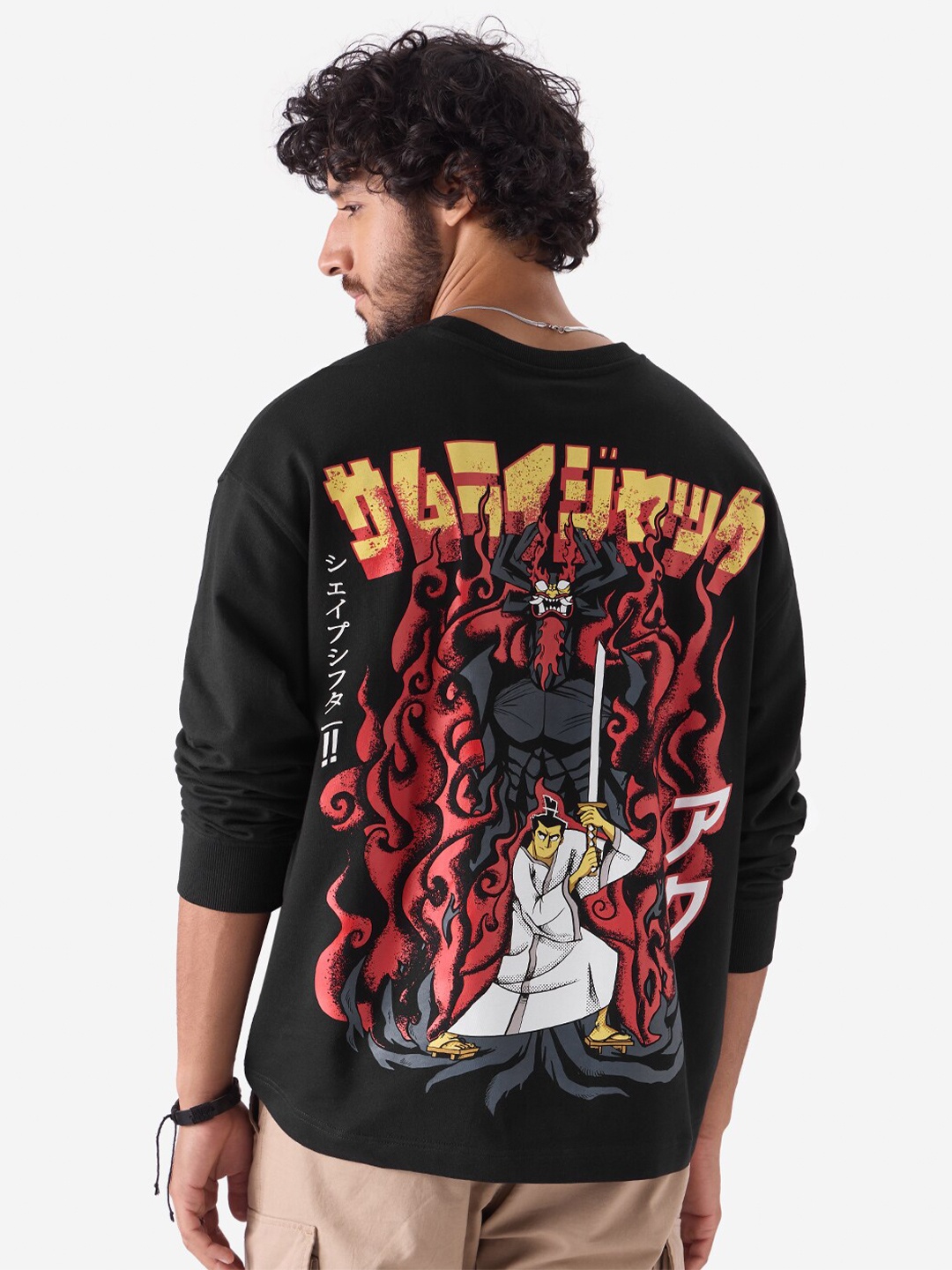 

The Souled Store Black Samurai Jack: Blade Of Honor Printed Pure Cotton Oversized T-shirt