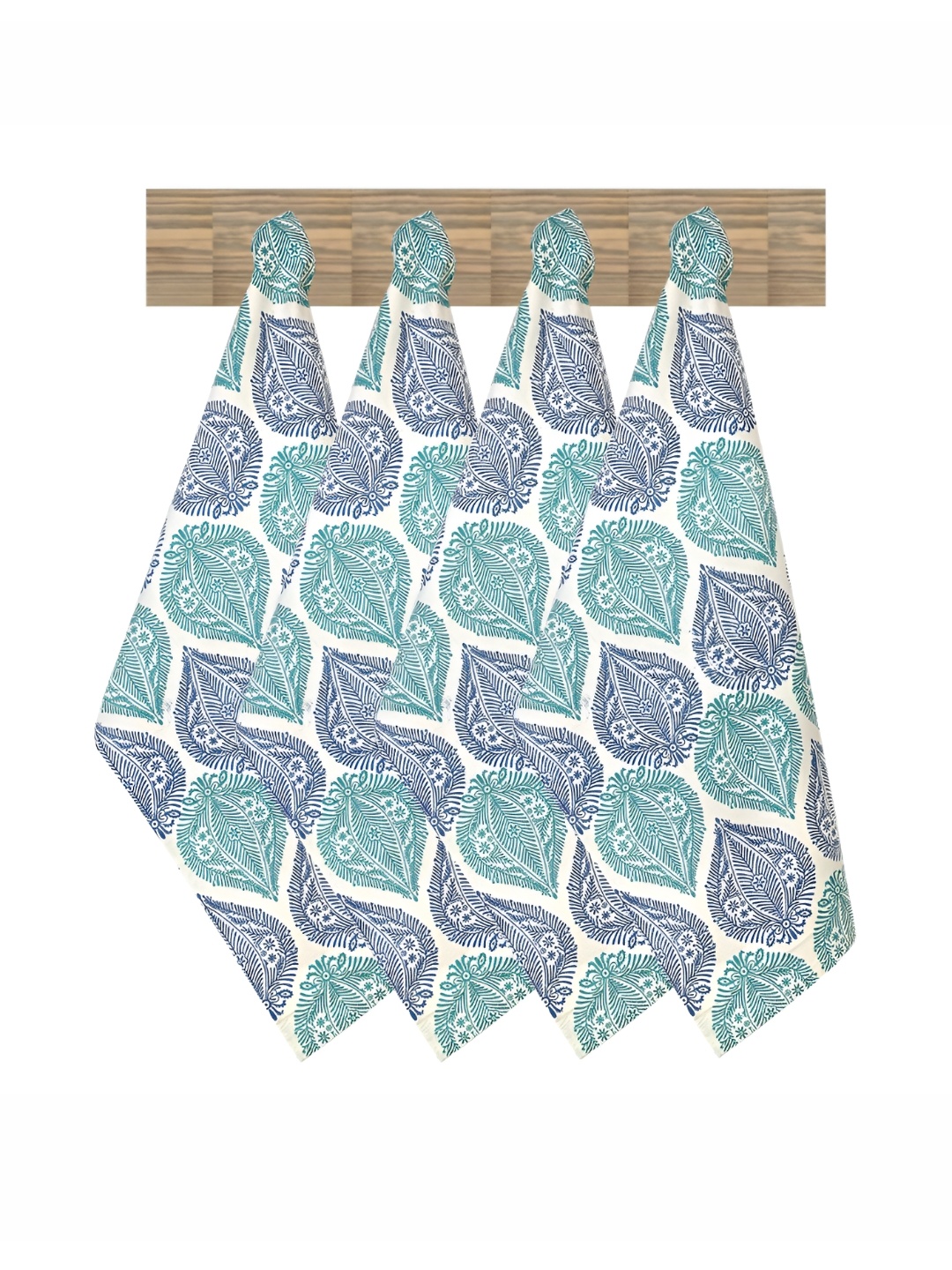 

Texstylers 4 Pieces Blue & White Printed Cotton Kitchen Towels