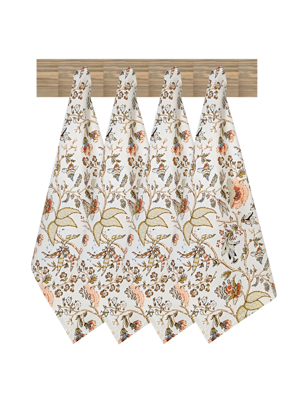 

Texstylers 4 Pieces White & Beige Printed Cotton Kitchen Towels
