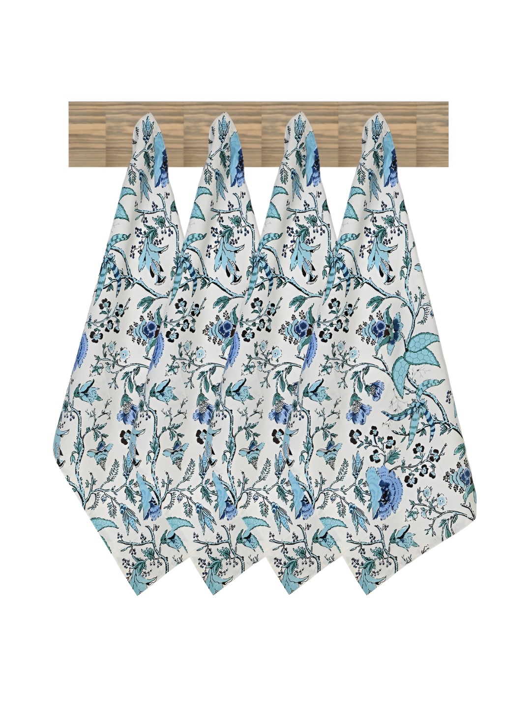 

Texstylers 4 Pieces Blue & White Printed Cotton Kitchen Towels